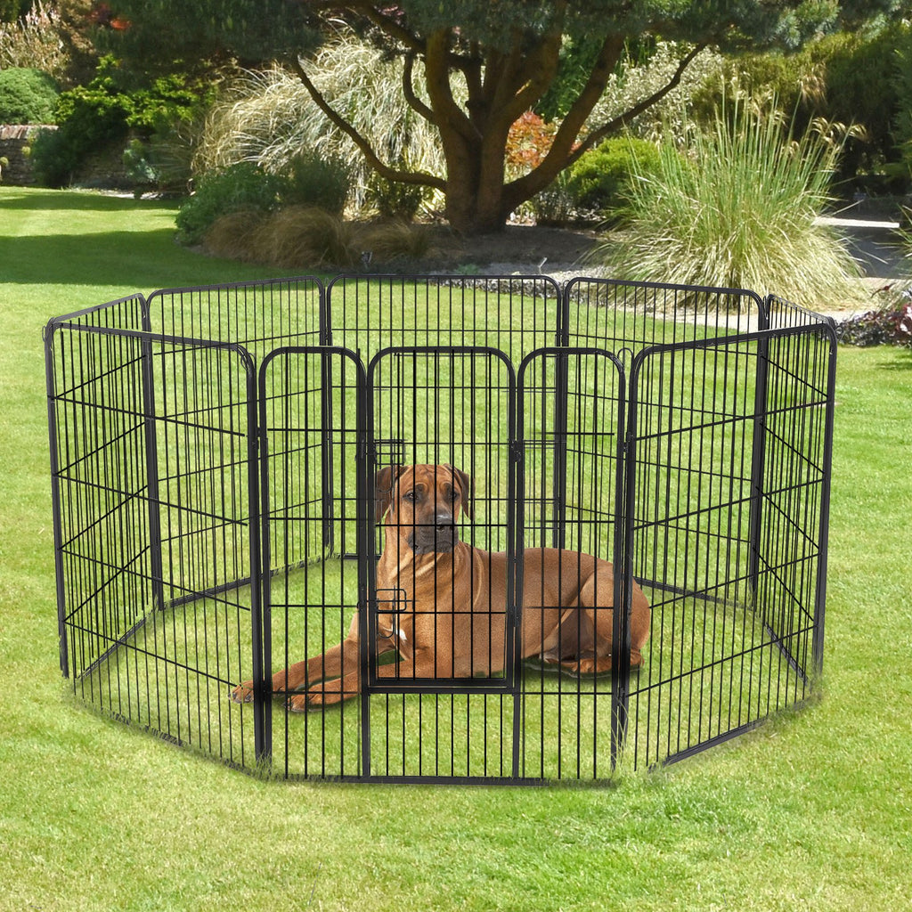 PawHut Heavy Duty Dog Playpen 8 Panel – Metal Pet Exercise Pen, Foldable Puppy Fence & Crate