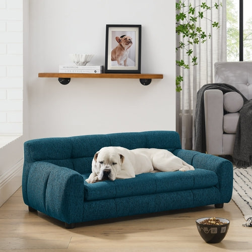 Soft and comfortable pet sofa with backrest and armrests, suitable for