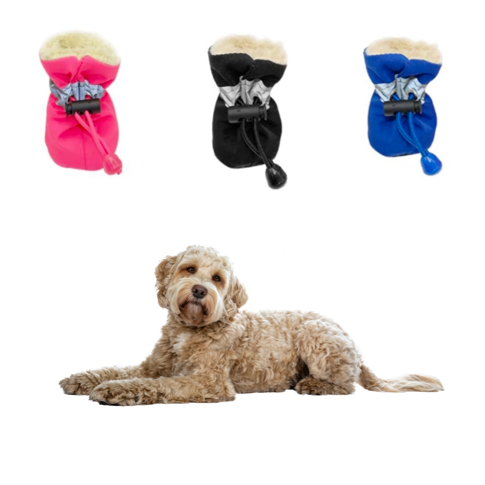 Dog Snow Boots - Warm Fleece Lined Paw Protectors (Set of 4)