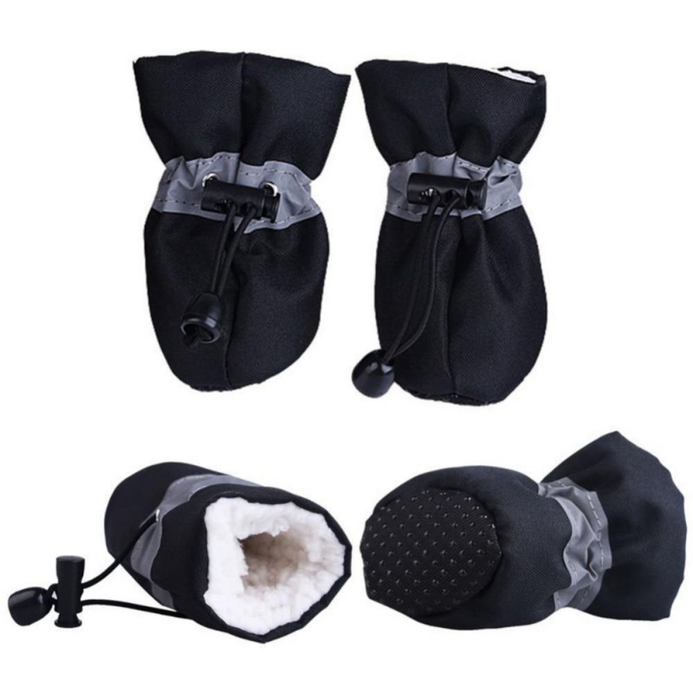 Dog Snow Boots - Warm Fleece Lined Paw Protectors (Set of 4)