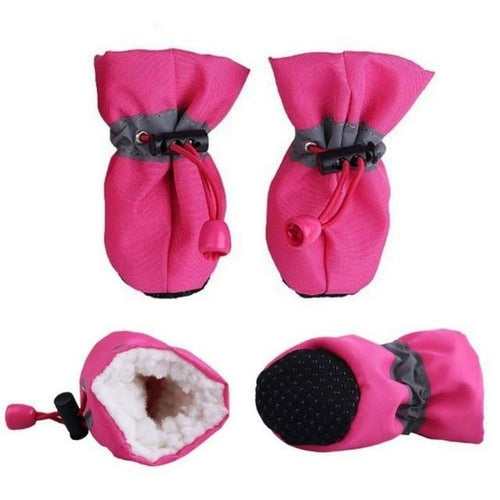 Dog Snow Boots - Warm Fleece Lined Paw Protectors (Set of 4)