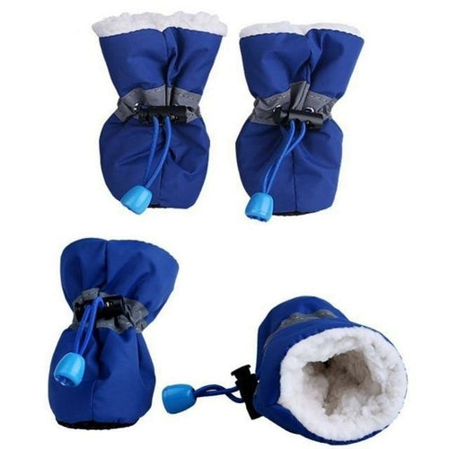 Dog Snow Boots - Warm Fleece Lined Paw Protectors (Set of 4)