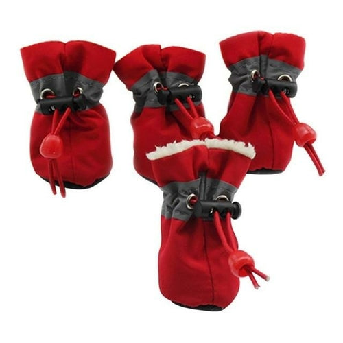 Dog Snow Boots - Warm Fleece Lined Paw Protectors (Set of 4)